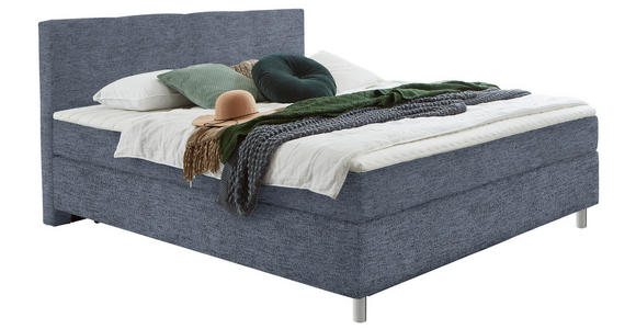 BOXSPRINGBETT 140/200 cm  in Blau  - Chromfarben/Blau, KONVENTIONELL, Kunststoff/Textil (140/200cm) - Hom`in