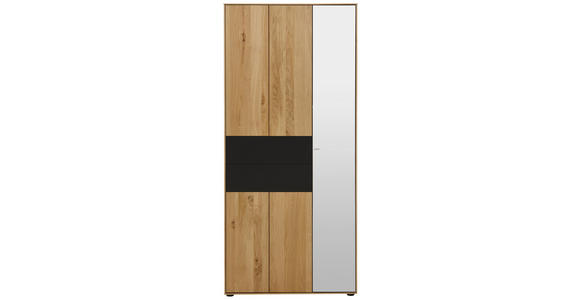 GARDEROBENSCHRANK 88,5/196/39 cm - Eichefarben/Anthrazit, Natur, Glas/Holz (88,5/196/39cm) - Valnatura