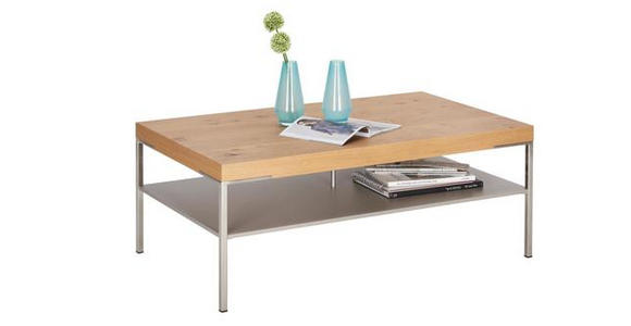 COUCHTISCH in Holz, Holzwerkstoff 110/65/42 cm - Eichefarben/Silberfarben, KONVENTIONELL, Holz/Holzwerkstoff (110/65/42cm) - Moderano