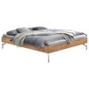 BETT 90/200 cm  in Kernbuche  - Alufarben/Kernbuche, Design, Holz/Metall (90/200cm) - Hasena