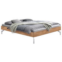 BETT 180/200 cm  in Kernbuche  - Alufarben/Kernbuche, Design, Holz/Metall (180/200cm) - Hasena