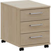 ROLLCONTAINER Eichefarben  - Edelstahlfarben/Eichefarben, Design, Holzwerkstoff/Metall (42,6/54,3/60cm) - Cantus