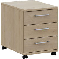 ROLLCONTAINER Eichefarben  - Edelstahlfarben/Eichefarben, Design, Holzwerkstoff/Metall (42,6/54,3/60cm) - Cantus