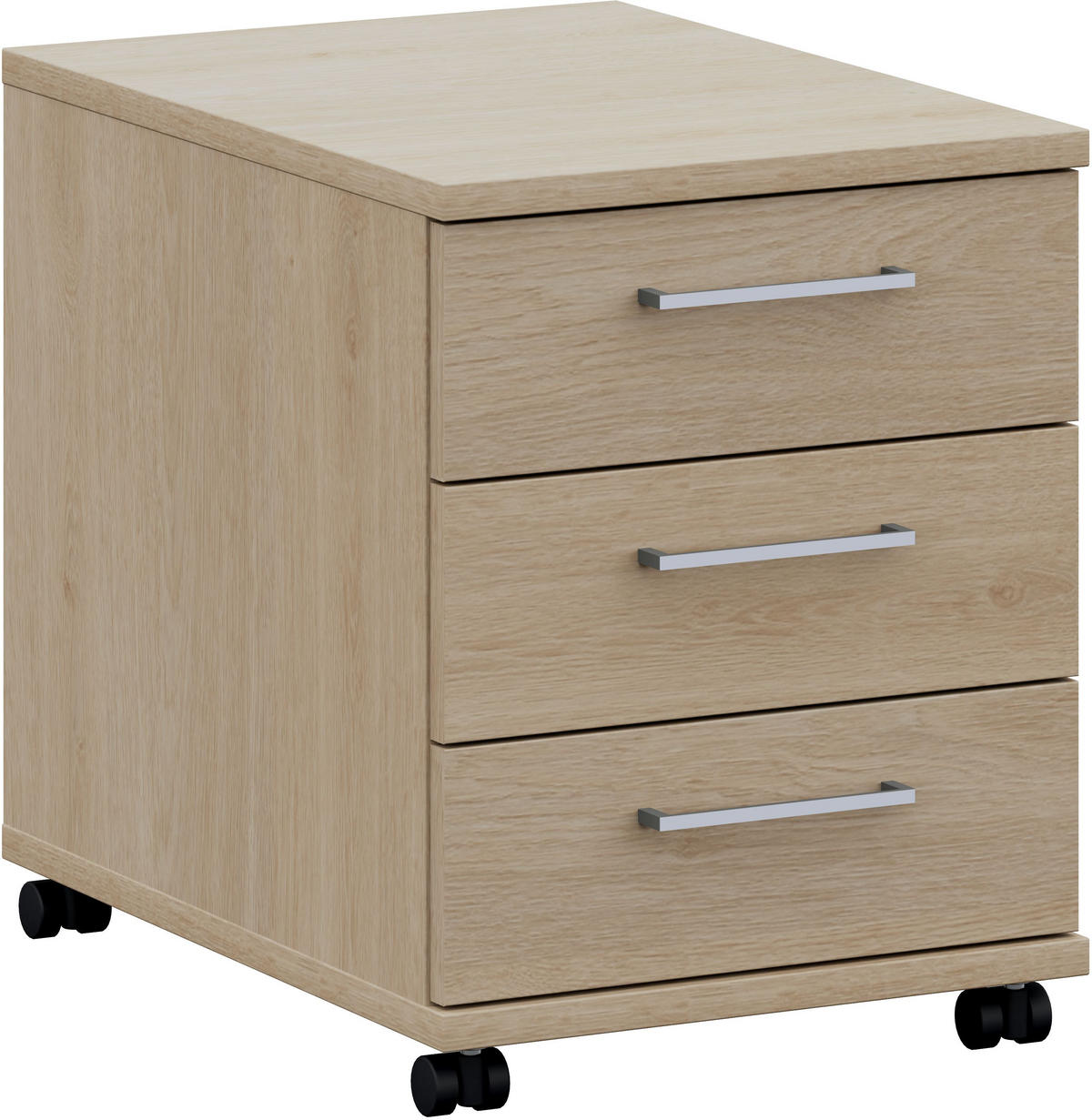 ROLLCONTAINER Eichefarben  - Edelstahlfarben/Eichefarben, Design, Holzwerkstoff/Metall (42,6/54,3/60cm) - Cantus