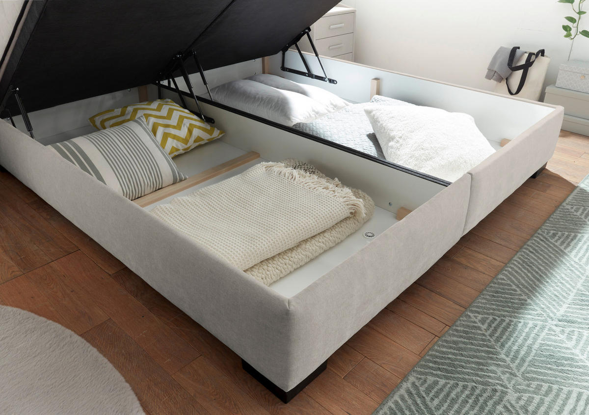 BOXBETT 180/200 cm  in Beige  - Beige/Schwarz, Modern, Holzwerkstoff/Kunststoff (180/200cm) - MID.YOU