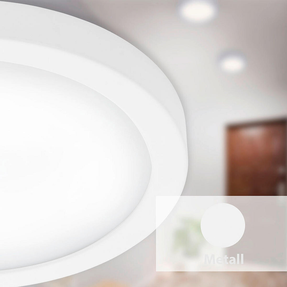 AUFBAULEUCHTE 30/3,2 cm   - Weiß, Design, Kunststoff/Metall (30/3,2cm) - Globo