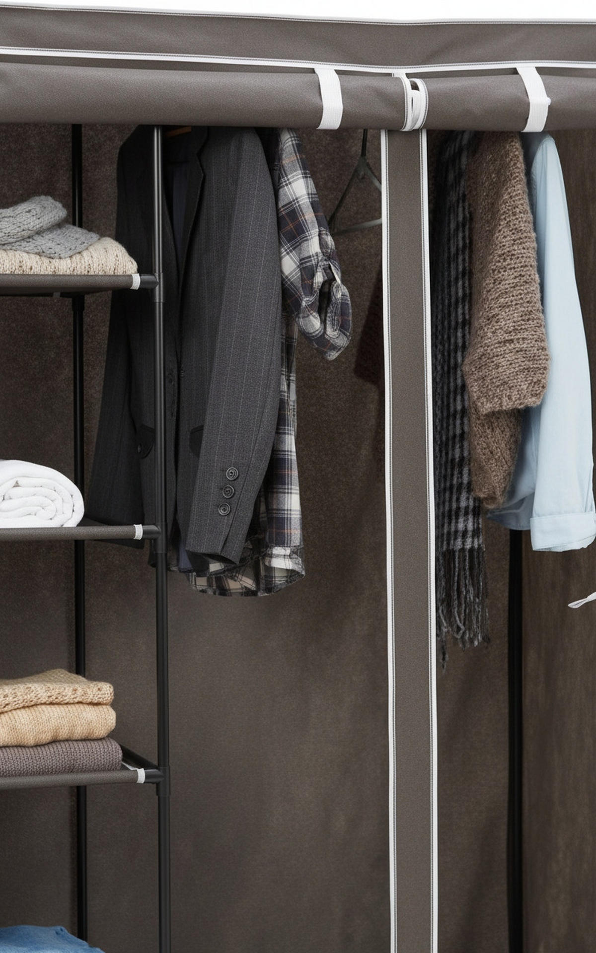 STOFFSCHRANK 110/178/46 cm  in Grau  - Grau, Basics, Kunststoff/Textil (110/178/46cm) - Carryhome