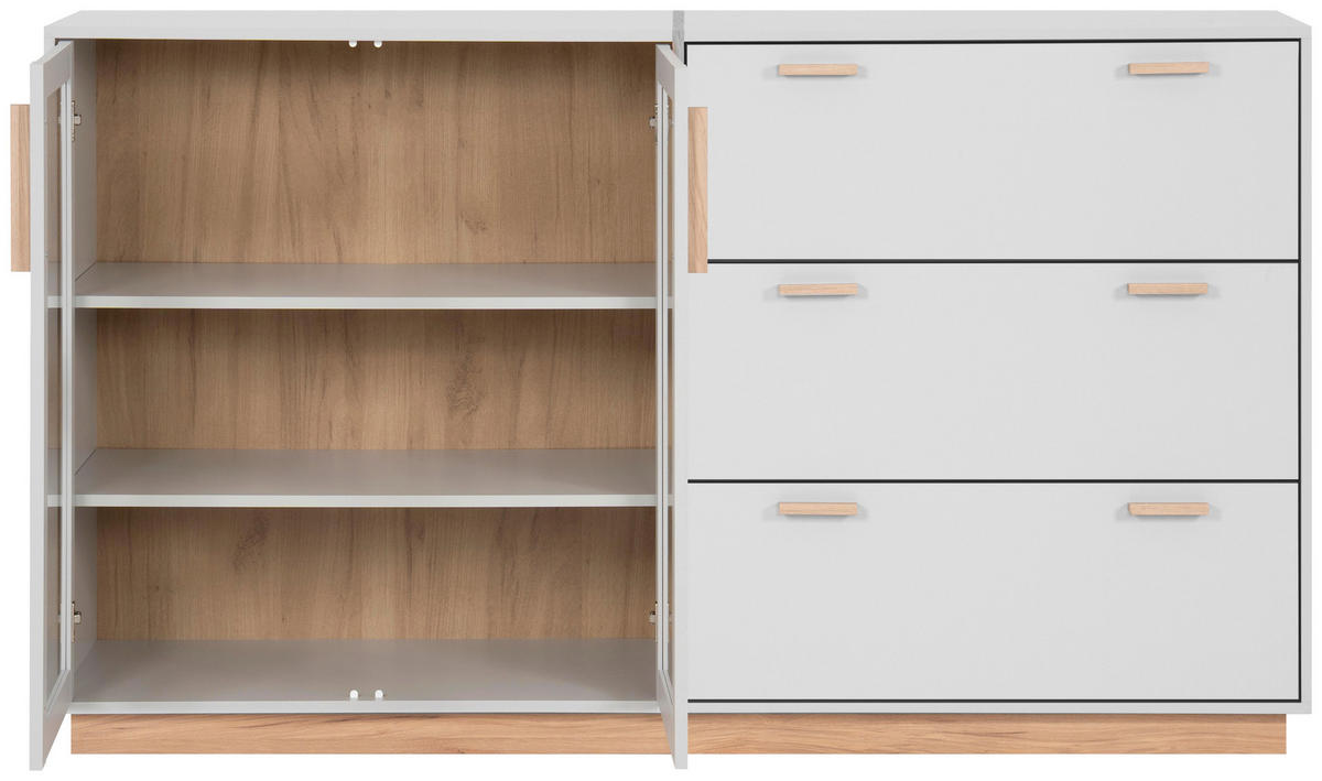 SIDEBOARD  in 161/94/40 cm  - Beige/Grau, KONVENTIONELL, Glas/Holzwerkstoff (161/94/40cm) - Livetastic