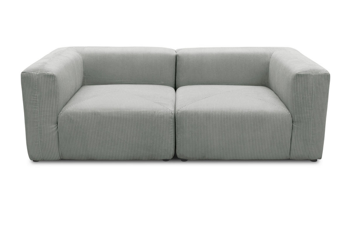 2-SITZER-SOFA in Cord, Mikrofaser Hellgrau  - Hellgrau/Schwarz, Design, Kunststoff/Textil (216/69/108cm) - MID.YOU