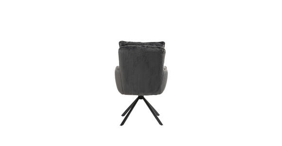 ARMLEHNSTUHL in Eisen Plüsch - Anthrazit/Schwarz, Design, Textil/Metall (62/95/67cm) - Novel
