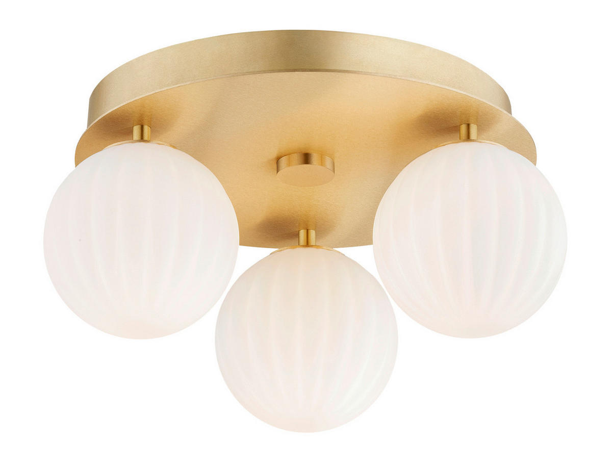 DECKENLEUCHTE PALOMA 17.5/34/34 cm   - Messingfarben/Weiß, KONVENTIONELL, Glas/Metall (17.5/34/34cm)