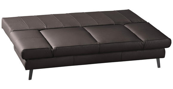 SCHLAFSOFA  in Echtleder Dunkelbraun  - Dunkelbraun/Schwarz, Design, Leder/Metall (200/85/90cm) - Novel