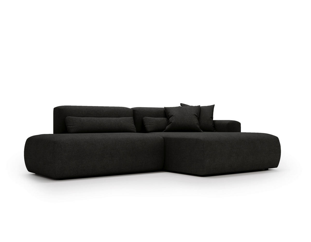ECKSOFA REVE in Chenille Anthrazit  284/160 cm  - Anthrazit/Schwarz, Design, Kunststoff/Textil (284/160cm) - Livetastic