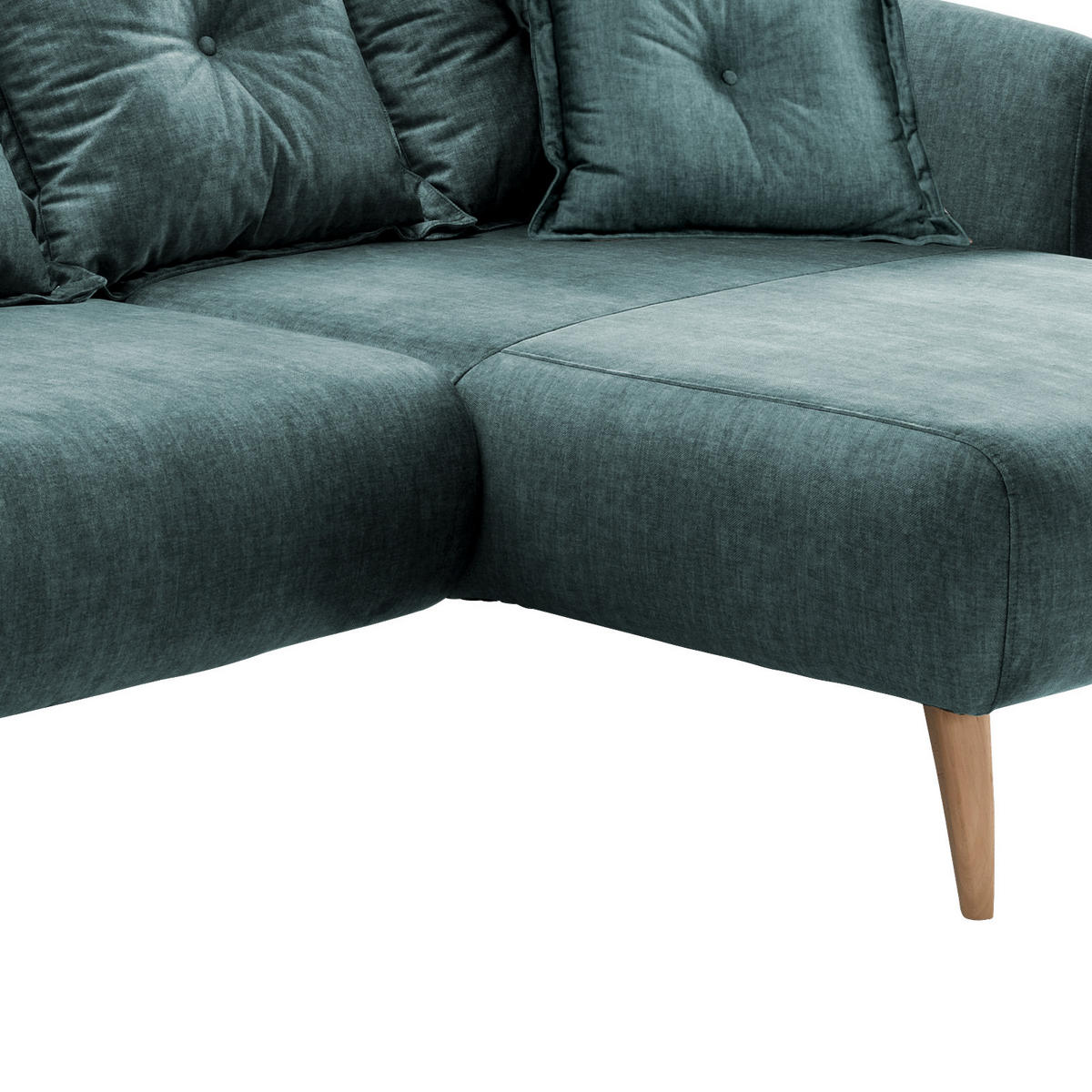 ECKSOFA in Velours Blau  - Blau/Schwarz, Modern, Holz/Textil (277/162cm) - Livetastic