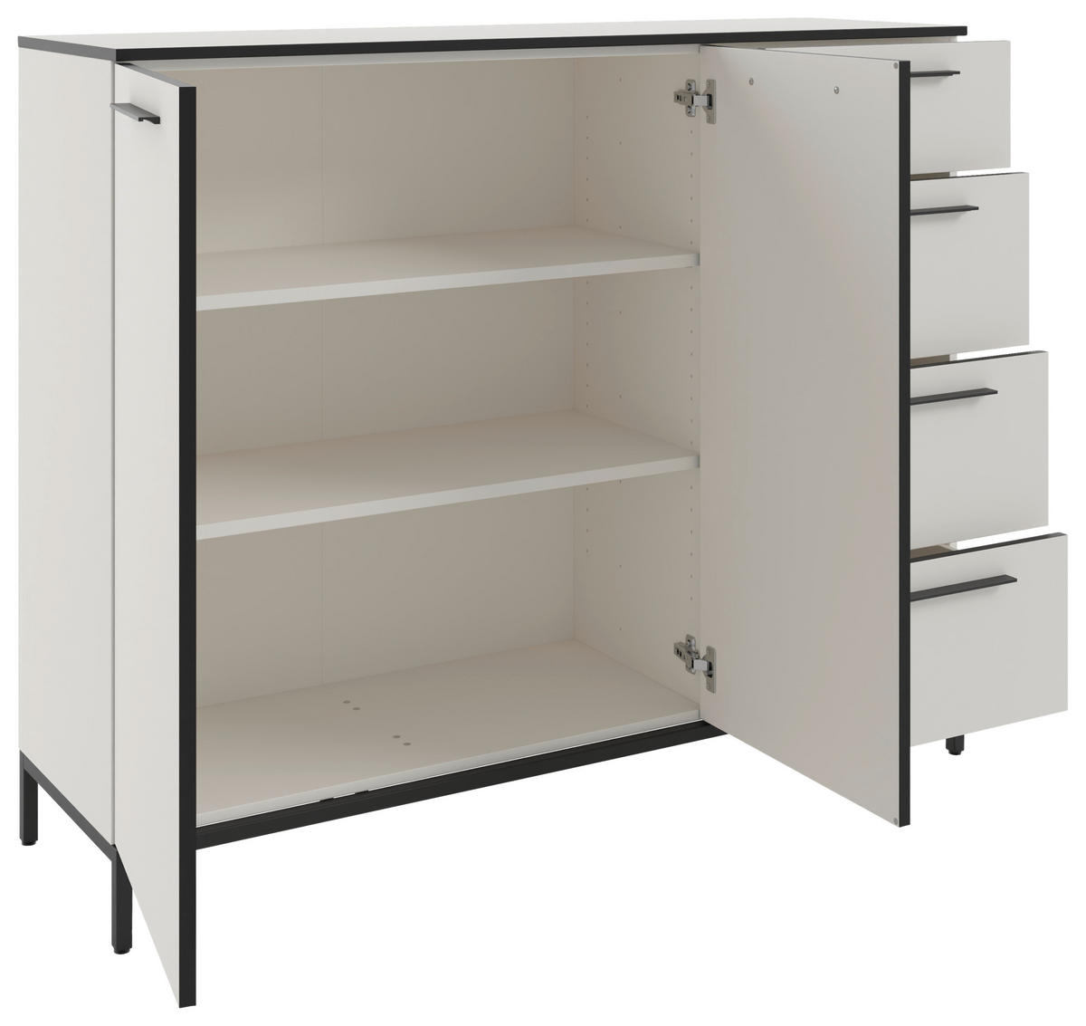 SIDEBOARD Soul  in 135/111/40 cm  - Schwarz/Weiß, MODERN, Holzwerkstoff/Metall (135/111/40cm)