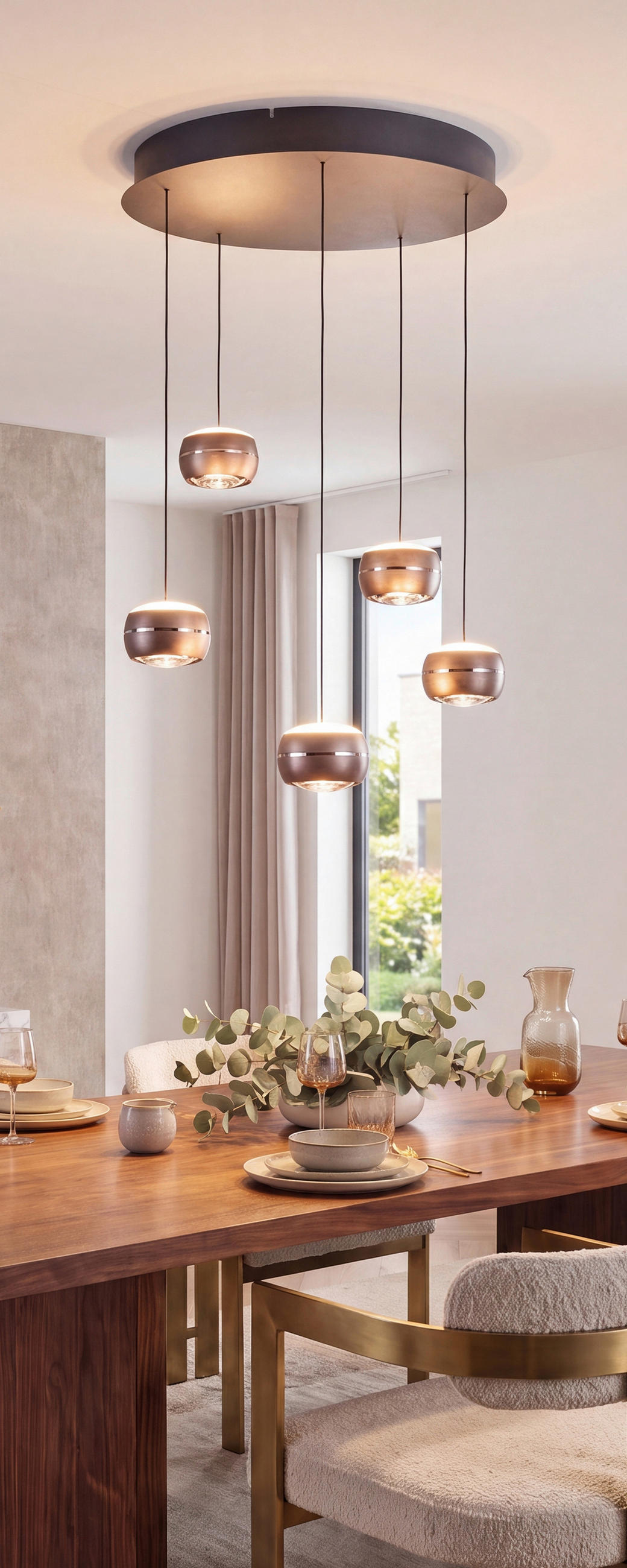 LED-HÄNGELEUCHTE Itonda 52,5/180 cm  - Braun, Design, Glas/Metall (52,5/180cm) - Dieter Knoll