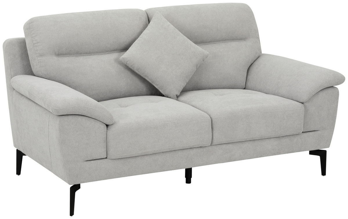 BOXSPRINGSOFA in Textil Grau  - Schwarz/Grau, KONVENTIONELL, Textil/Metall (175/92/94cm) - Livetastic