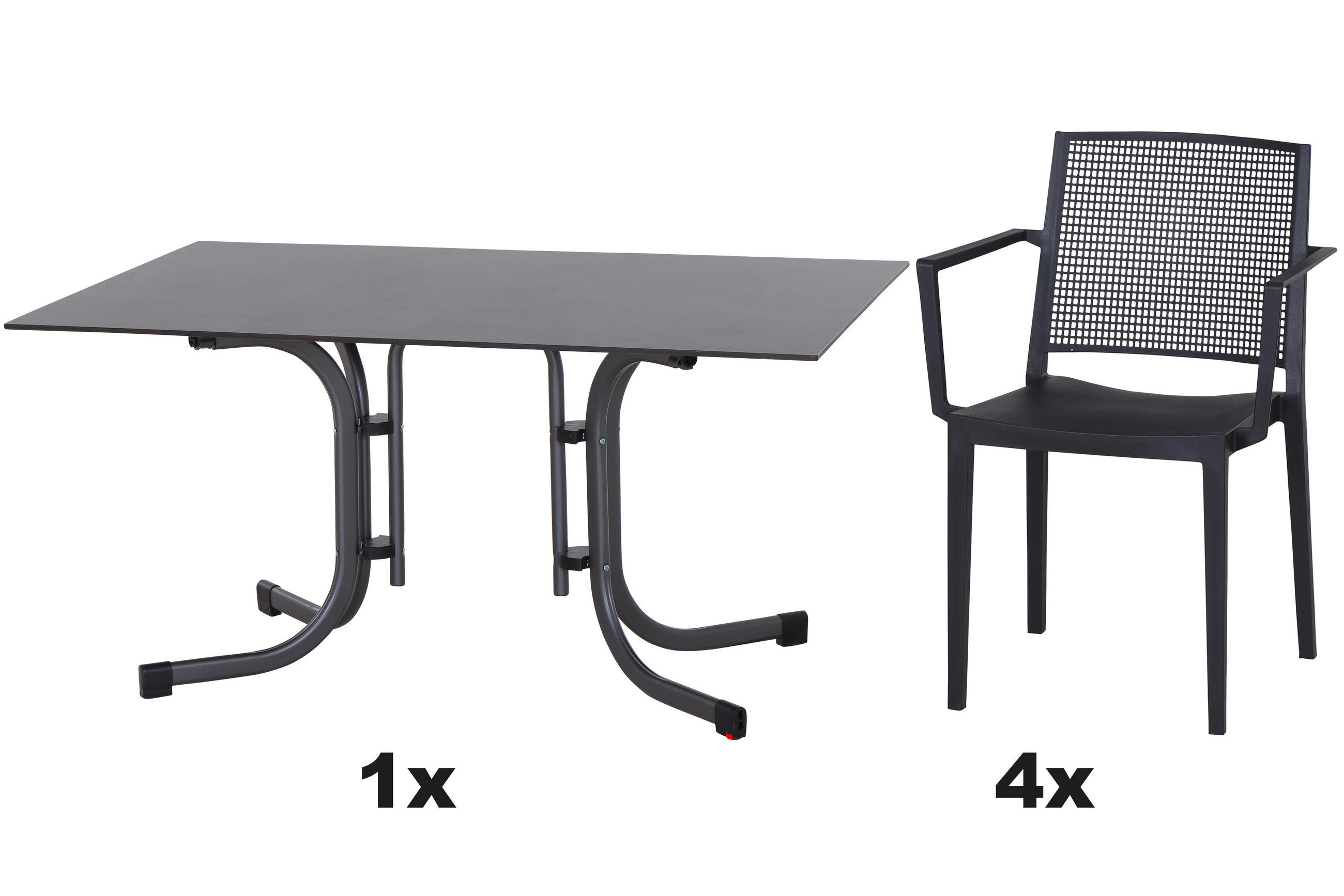 GARTENGARNITUR 5-teilig Stahl  - Anthrazit, Basics, Kunststoff/Metall (90/80/140cm) - Siena Garden