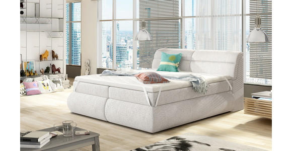 BOXSPRINGBETT 180/200 cm in Grau, Weiß - Weiß/Grau, MODERN, Holzwerkstoff/Textil (180/200cm) - Esposa