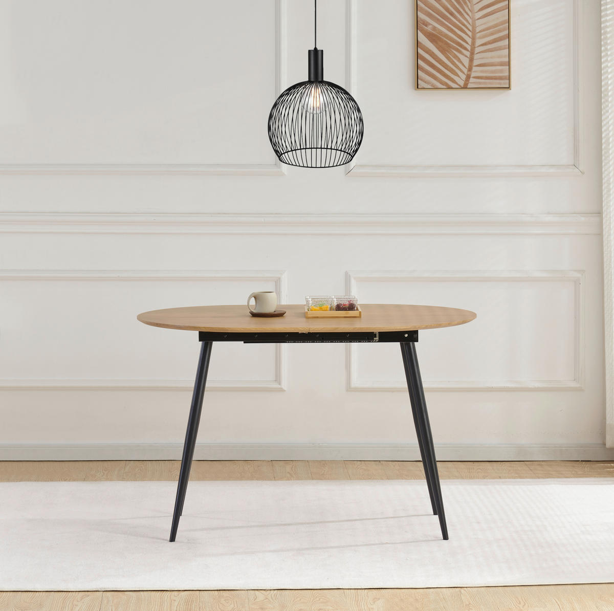 ESSTISCH in Metall, Holzwerkstoff   - Eichefarben/Schwarz, KONVENTIONELL, Holzwerkstoff/Metall (120-160/75/80cm) - MID.YOU