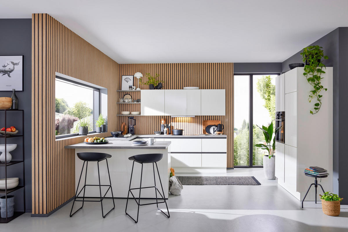 EINBAUKÜCHE ULTRA GLISS  - Weiß, Design, Holzwerkstoff - Novel