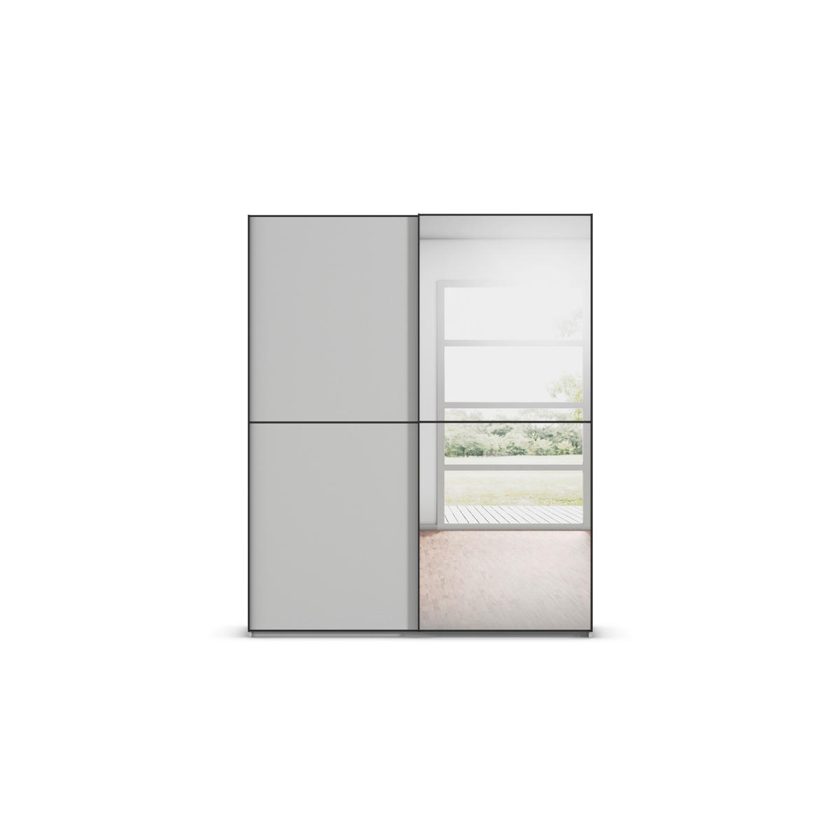 FÜGGESZTETT TOLÓAJTÓS SZEKRÉN selyemszürke  - fekete/selyemszürke, Design, faalapú anyag/Üveg (200/236/68cm) - Novel