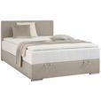 BOXBETT 90/200 cm  in Sandfarben  - Sandfarben/Chromfarben, KONVENTIONELL, Kunststoff/Textil (90/200cm) - Carryhome