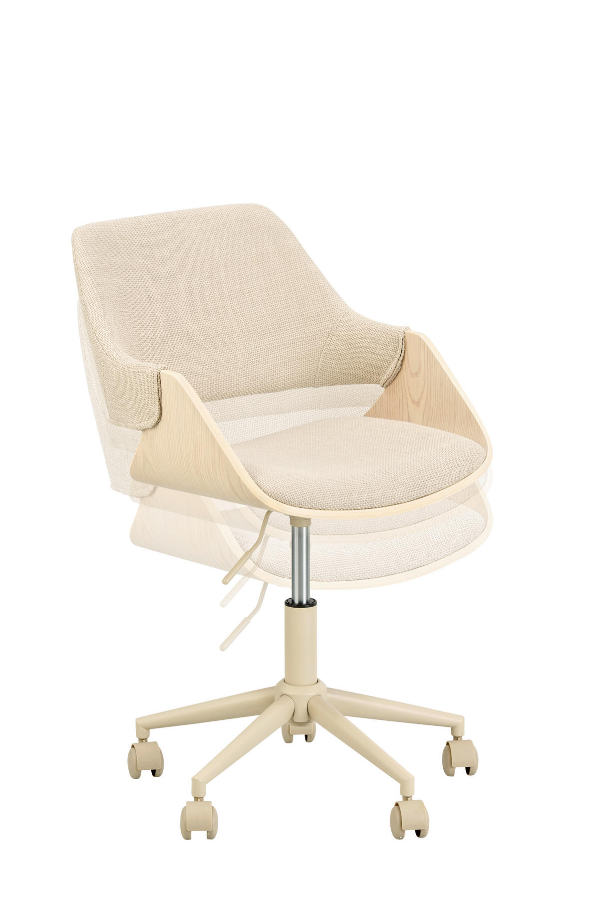 DREHSTUHL Leinenoptik Naturfarben, Beige  - Beige/Naturfarben, Modern, Holz/Kunststoff (51/78/88/57cm) - MID.YOU