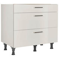 KOCHFELDUMBAUSCHRANK 90/87/56 cm  Hellgrau  - Edelstahlfarben/Hellgrau, Modern, Holzwerkstoff/Metall (90/87/56cm) - Nobilia