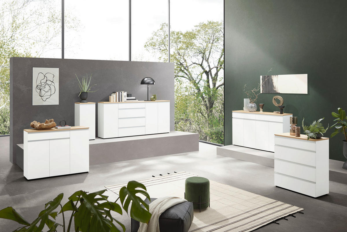 SIDEBOARD  in 225/102/41 cm  - Eichefarben/Silberfarben, Design, Holz/Holzwerkstoff (225/102/41cm) - Dieter Knoll