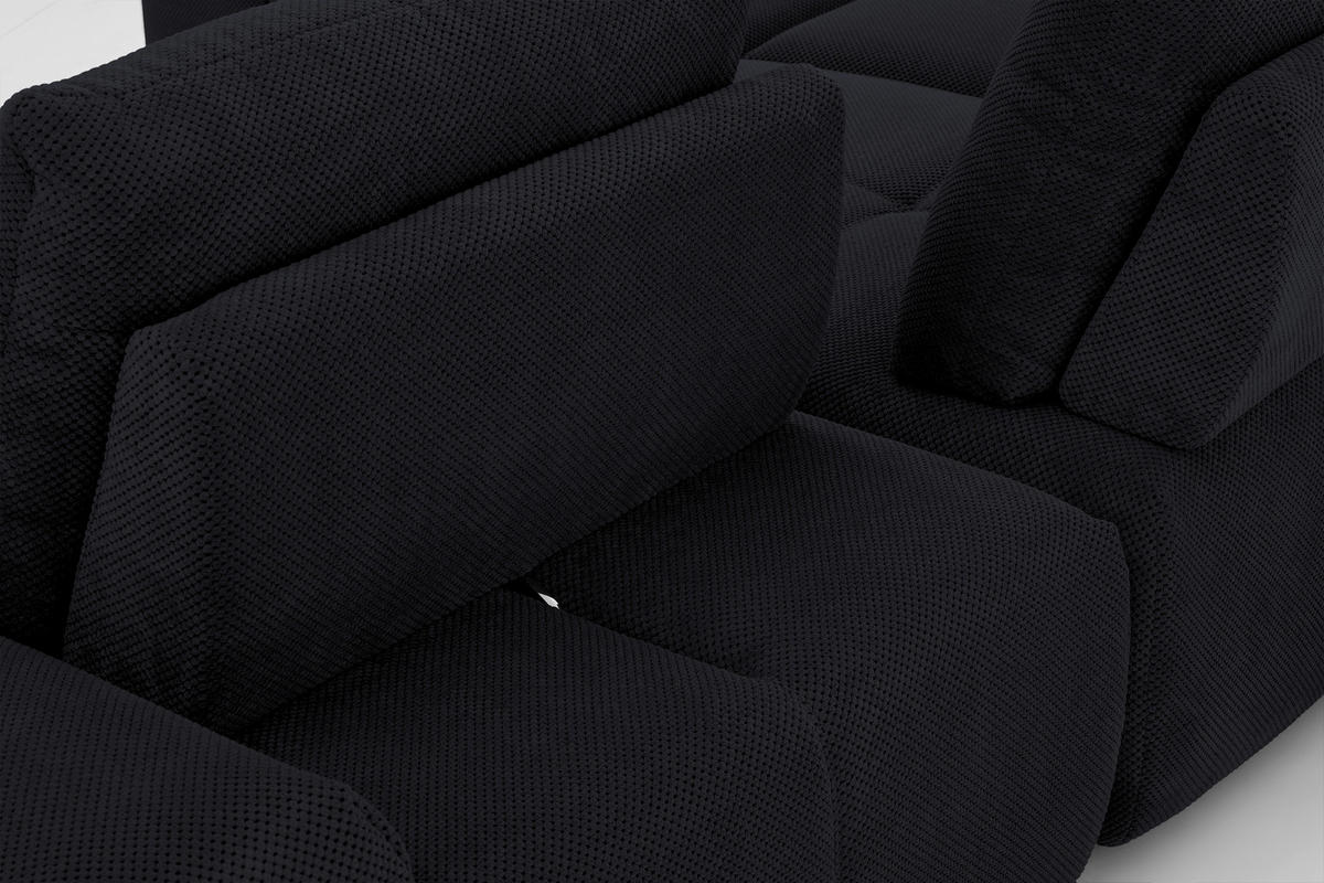ECKSOFA in Velours Dunkelblau  236/326 cm  - Schwarz/Dunkelblau, Design, Kunststoff/Textil (236/326cm) - Xora