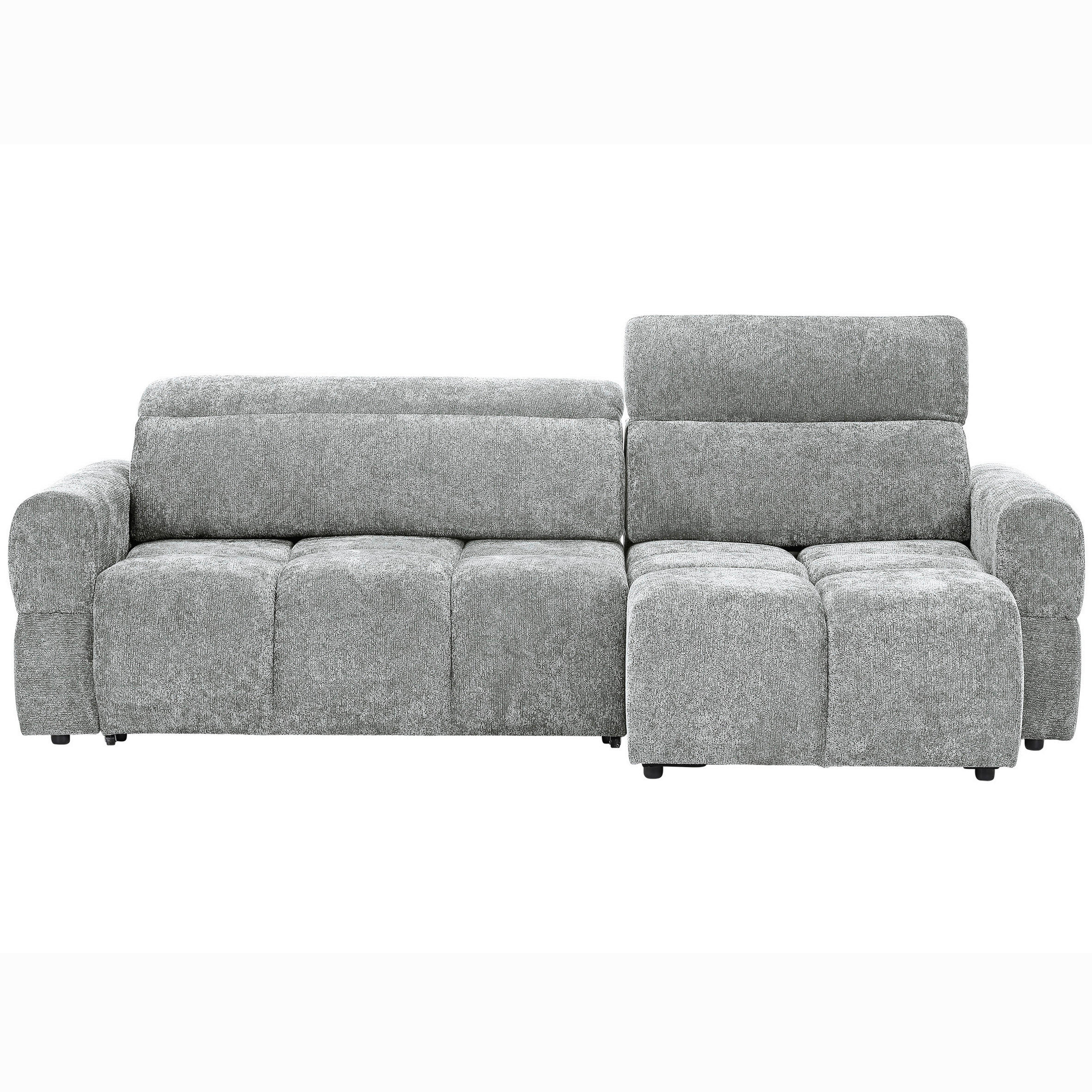 ECKSOFA  Chenille Blaugrau  - Blaugrau/Schwarz, Modern, Kunststoff/Textil (268/165cm) - Carryhome