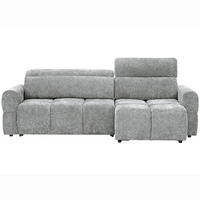 ECKSOFA Blaugrau Chenille Bettkasten, Rücken echt, Kopfteilverstellung, Sitztiefenverstellung  - Blaugrau/Schwarz, MODERN, Kunststoff/Textil (268/165cm) - Carryhome