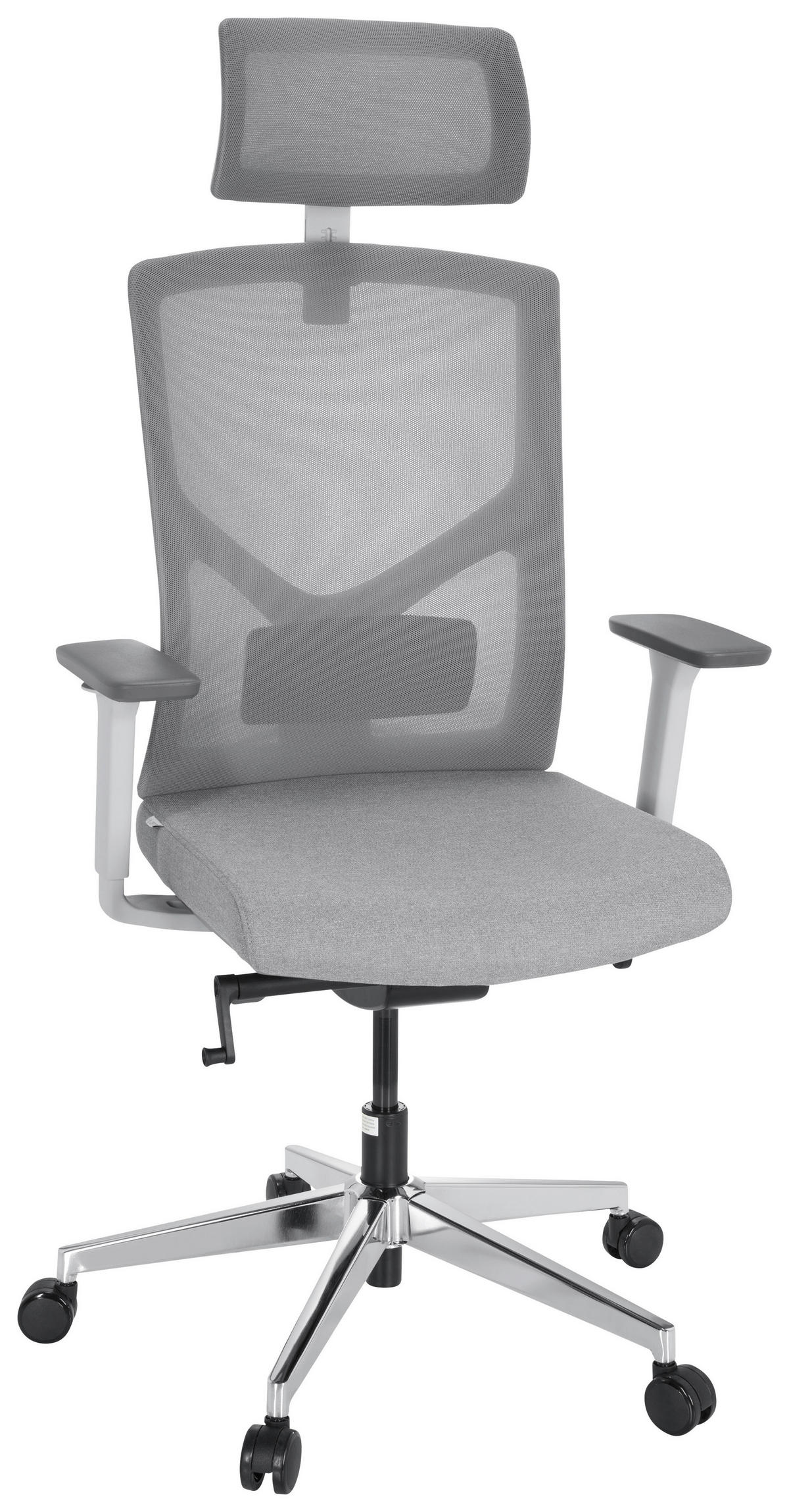 DREHSTUHL Netzbespannung, Flachgewebe Grau, Weiß  - Weiß/Grau, MODERN, Kunststoff/Textil (68/125/74cm) - MID.YOU