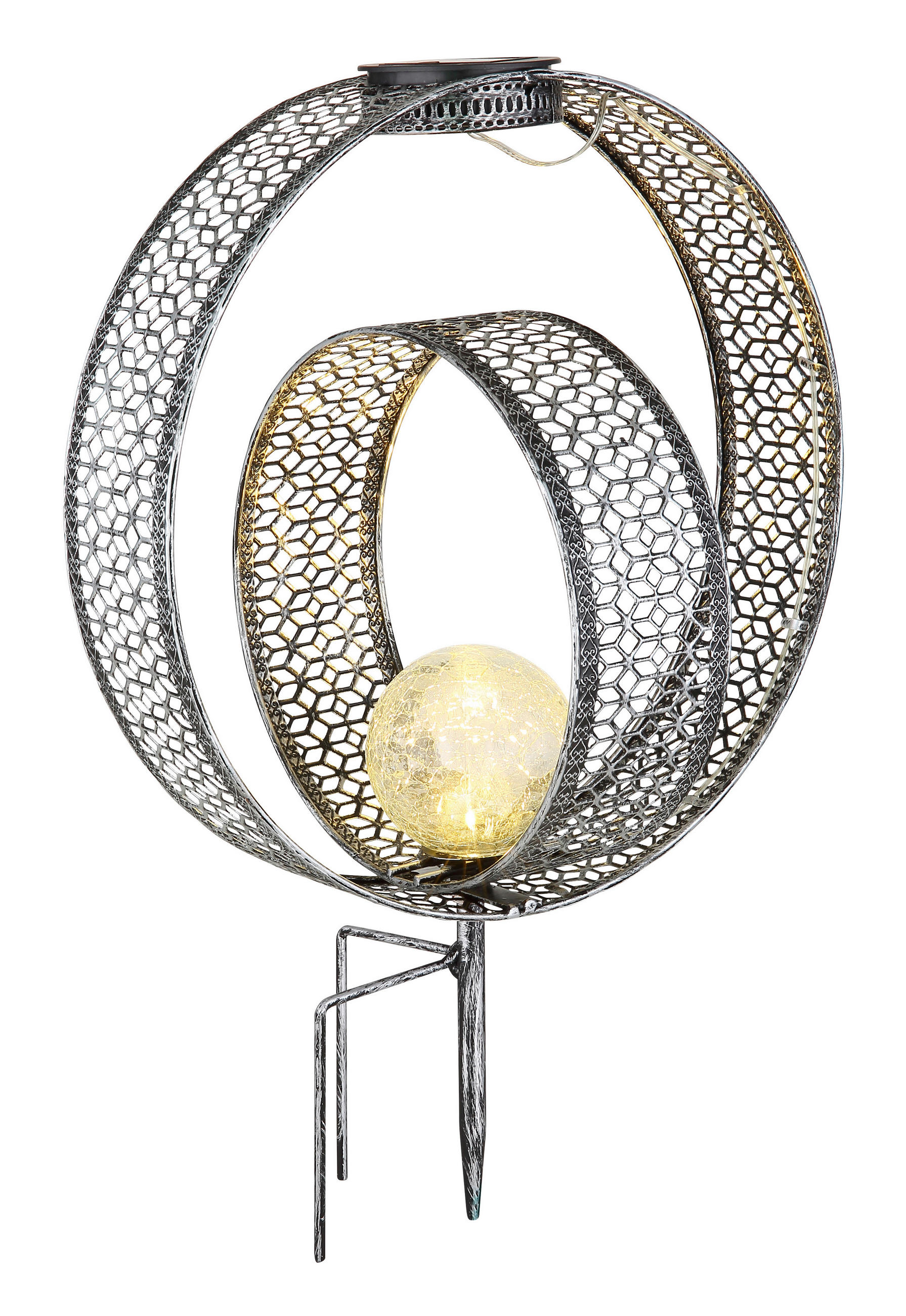 SOLARLEUCHTE 30/20/42 cm  - Klar/Silberfarben, Design, Glas/Metall (30/20/42cm) - Globo