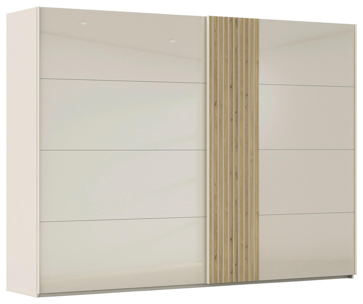 ŠAT. SKRIŇA S POSUV. DVERAMI, farba duba, šampanská, 301/223/68 cm - šampanská/farba duba, Design, kov/kompozitné drevo (301/223/68cm) - Novel