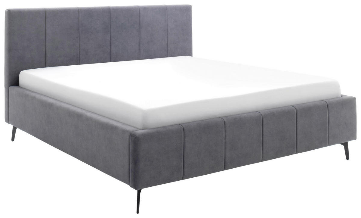 POLSTERBETT 160/200 cm  in Anthrazit  - Birkefarben/Anthrazit, Konventionell, Holz/Textil (160/200cm) - Boxxx