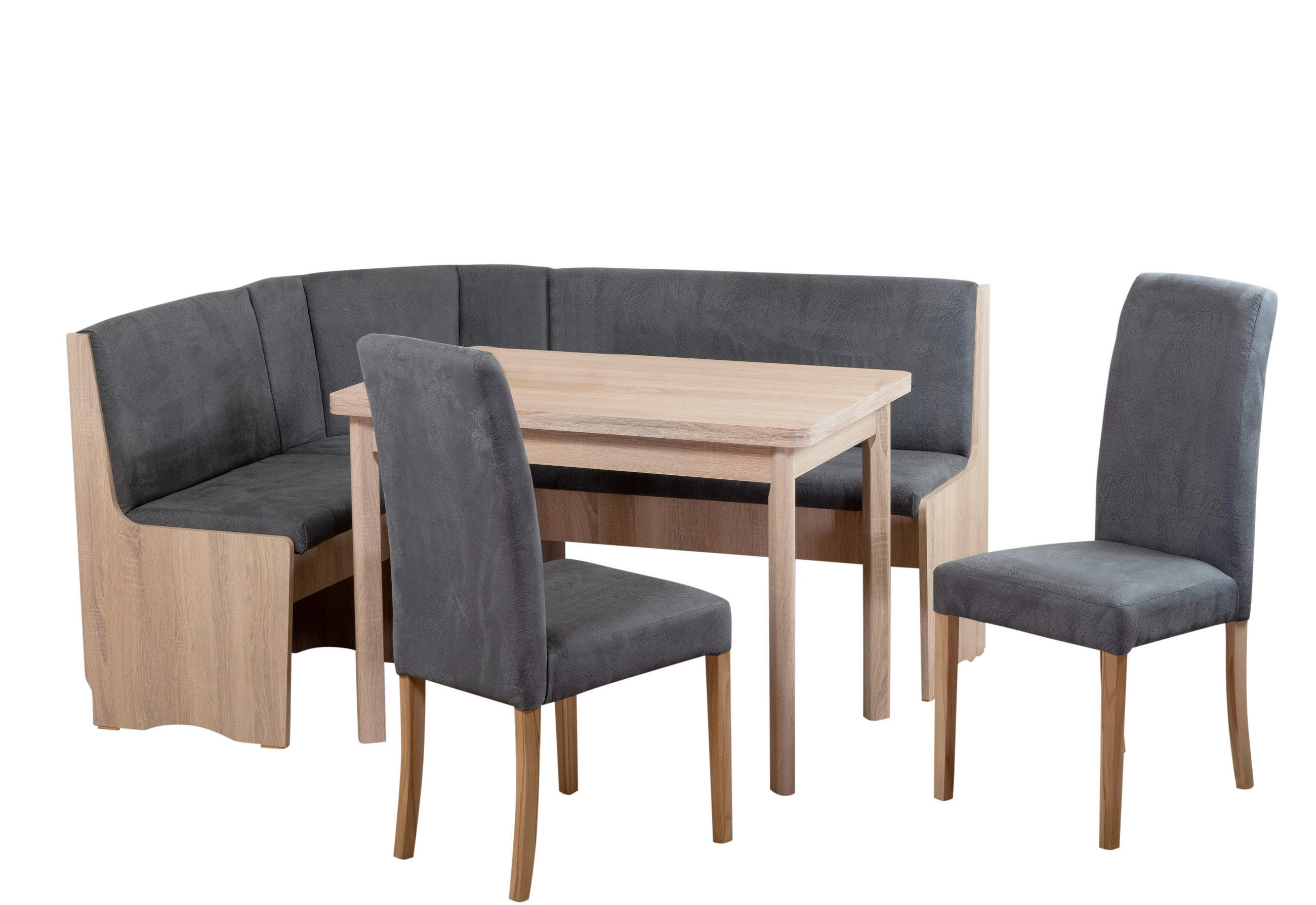 ECKBANKGRUPPE Mikrofaser Sonoma Eiche, Grau  - Grau/Sonoma Eiche, KONVENTIONELL, Holz/Textil (125/89/165cm) - MID.YOU