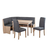 ECKBANKGRUPPE Mikrofaser Sonoma Eiche, Grau  - Grau/Sonoma Eiche, KONVENTIONELL, Holz/Textil (125/89/165cm) - MID.YOU