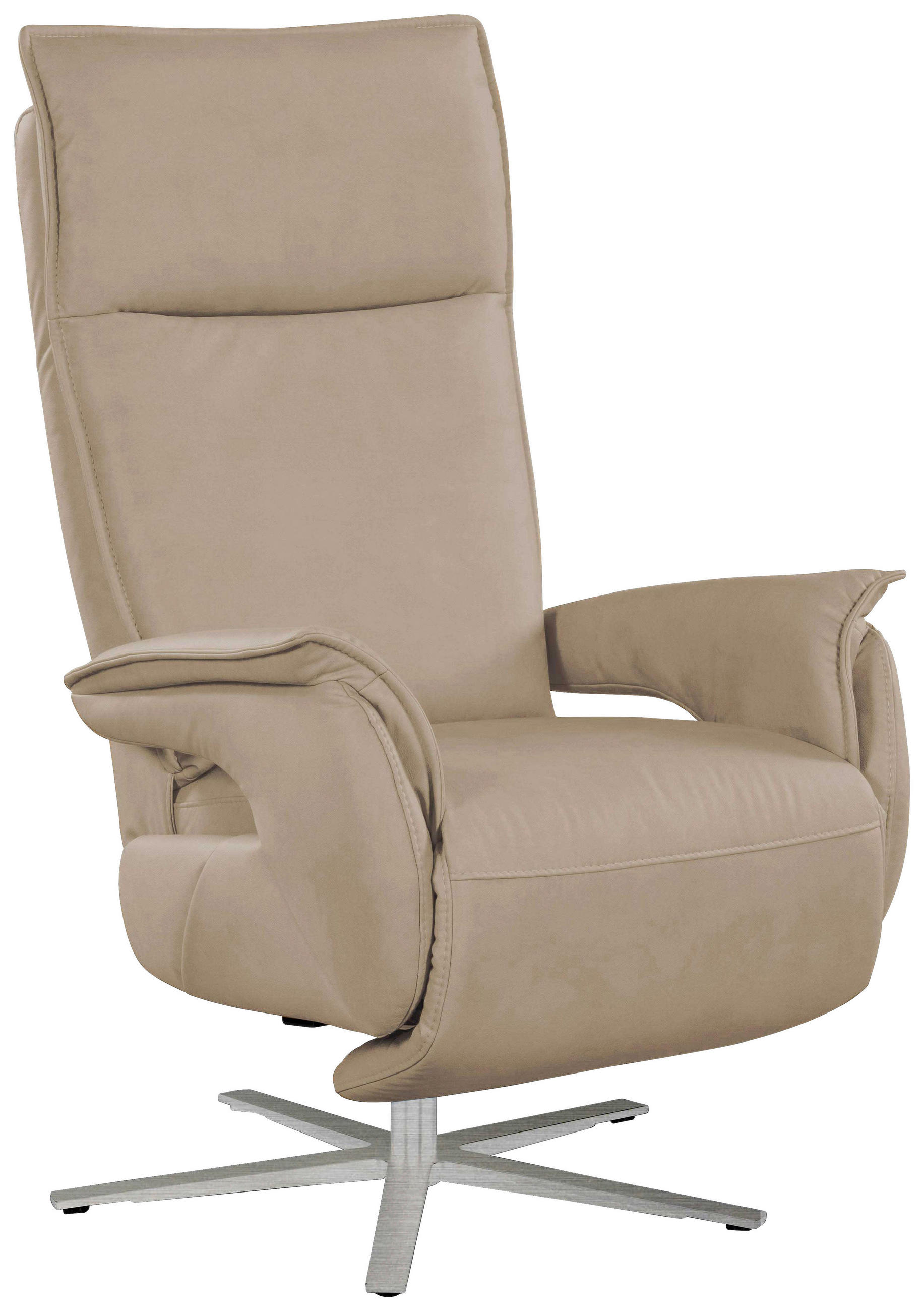 FERNSEHSESSEL in Lederlook (vegan) Sandfarben - Sandfarben/Edelstahlfarben, Modern, Textil/Metall (77/116/80cm) - Livetastic
