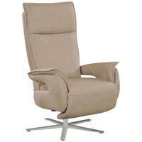 FERNSEHSESSEL in Lederlook (vegan) Sandfarben  - Sandfarben/Edelstahlfarben, Modern, Textil/Metall (77/116/80cm) - Livetastic