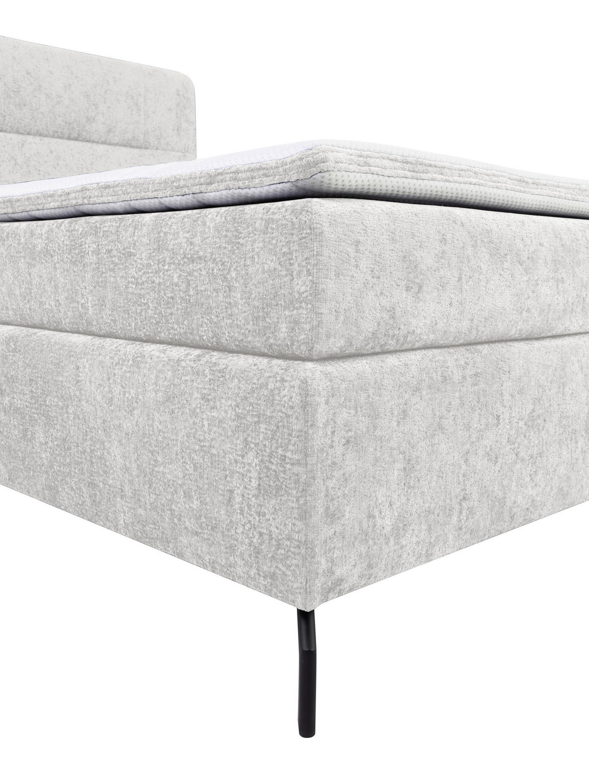BOXSPRINGBETT 140/200 cm  in Hellgrau  - Hellgrau/Schwarz, Design, Textil/Metall (140/200cm) - Esposa