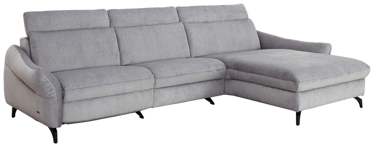 ECKSOFA in Chenille, Flachgewebe Hellgrau  - Anthrazit/Hellgrau, Konventionell, Textil/Metall (306/179cm) - Himolla Komfortklass