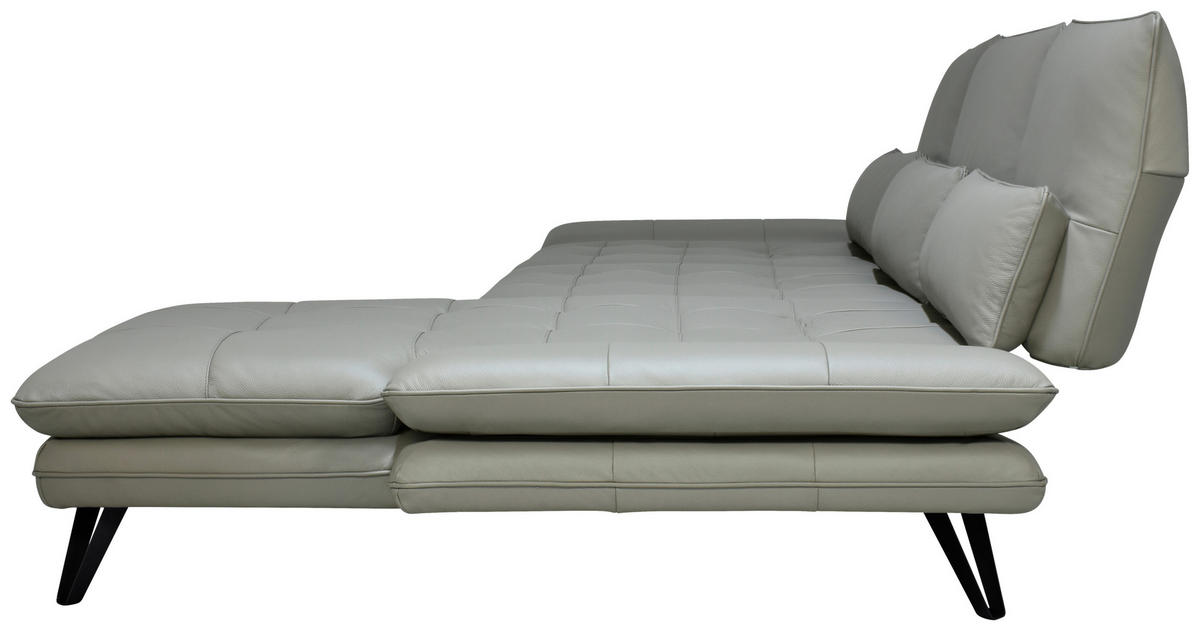 ECKSOFA Grau, Taupe Echtleder  - Taupe/Schwarz, Design, Leder/Kunststoff (312/104-128cm) - Celina Home