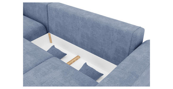 ECKSOFA in Samt Hellblau  - Chromfarben/Hellblau, KONVENTIONELL, Kunststoff/Textil (195/293cm) - Carryhome