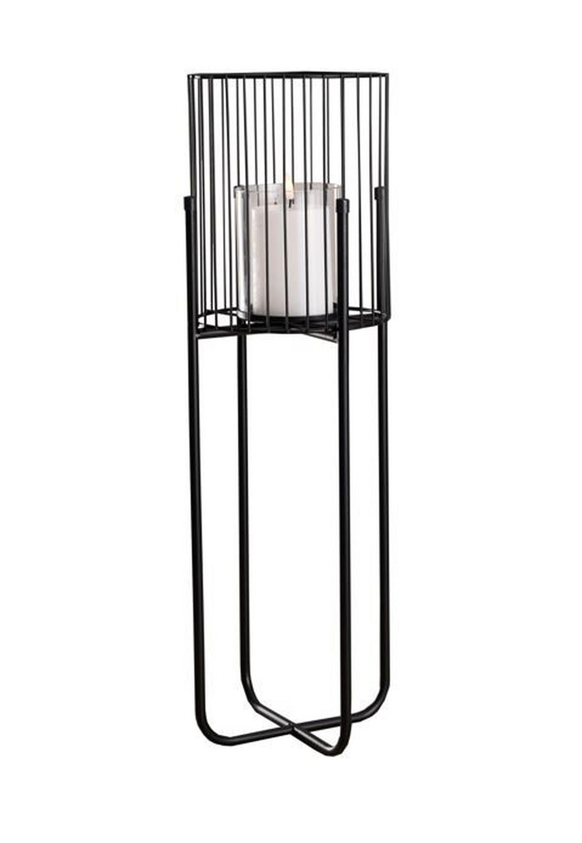 WINDLICHT Schwarz  - Schwarz, MODERN, Glas/Metall (22/63/22cm)