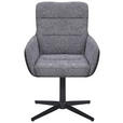 ARMLEHNSTUHL  Sitzfläche 360° drehbar Webstoff, Mikrofaser  Grau, Schwarz  - Schwarz/Grau, Design, Textil/Metall (61/89/66cm) - Carryhome