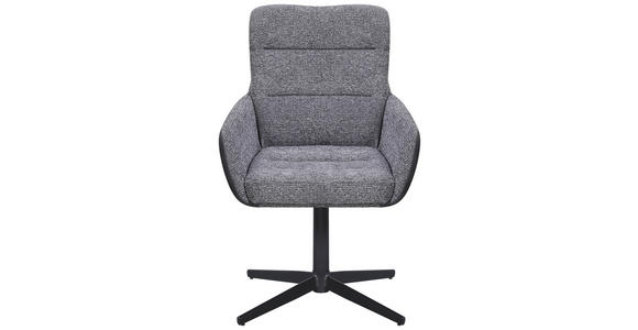 ARMLEHNSTUHL  Sitzfläche 360° drehbar Webstoff, Mikrofaser  Grau, Schwarz  - Schwarz/Grau, Design, Textil/Metall (61/89/66cm) - Carryhome