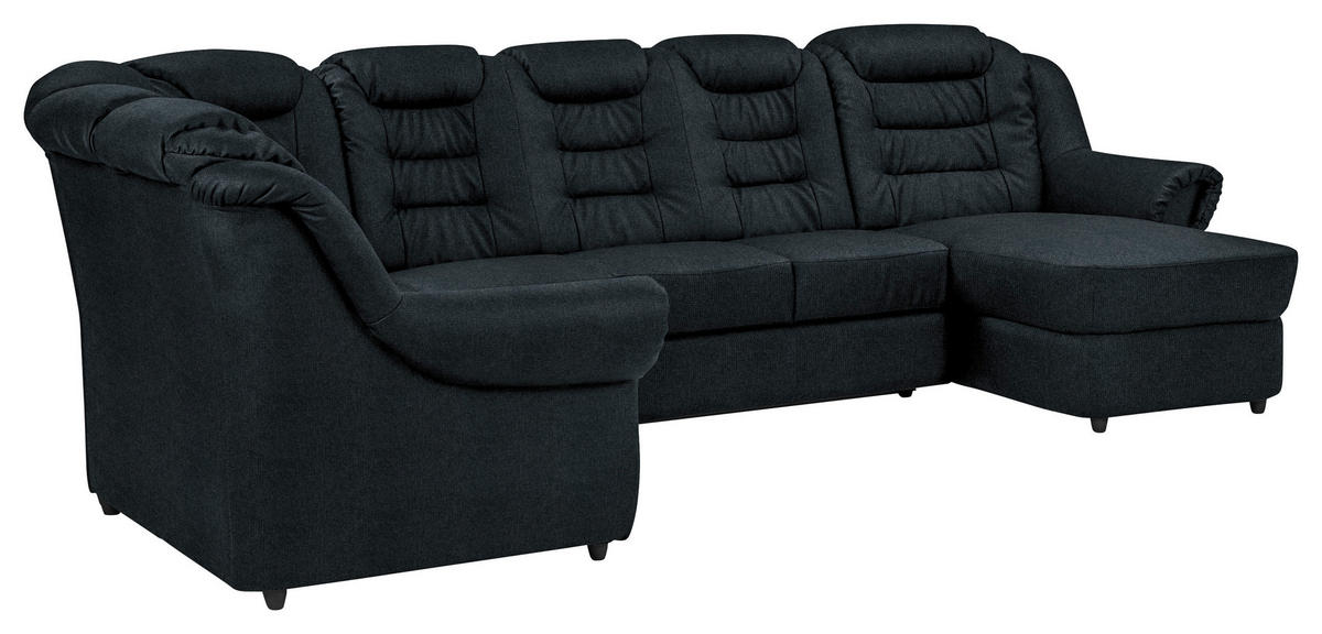 WOHNLANDSCHAFT Schwarz Chenille  - Schwarz, KONVENTIONELL, Kunststoff/Textil (216/333/165cm) - Livetastic