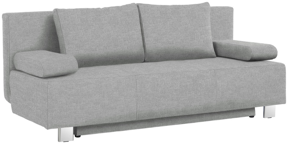 SCHLAFSOFA in Flachgewebe Hellgrau  - Chromfarben/Hellgrau, Design, Textil/Metall (197/88/89cm) - Xora